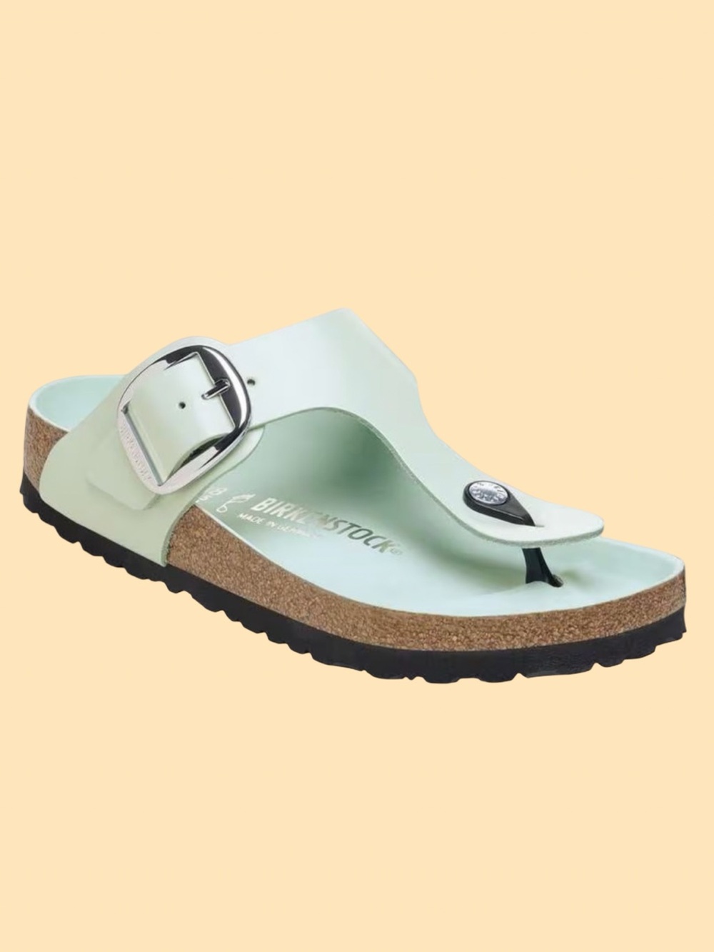 BIRKENSTOCK Gizeh Big Buckle Leather Patent High Shine Surf Green Size 36